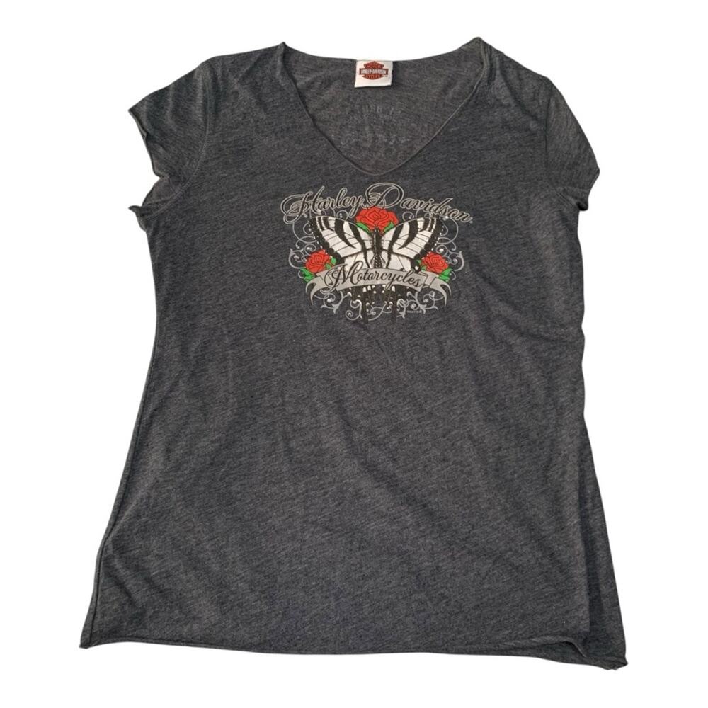 Harley-Davidson Women's extra large XL short sleeve shirt butterfly rose